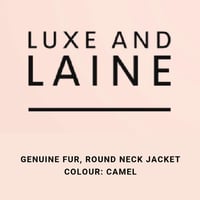 Genuine Fur Round Neck Jacket - Camel