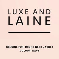 Genuine Fur Round Neck Jacket - Navy 