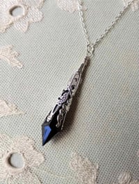 Image 1 of Gothic Vamp Pendant Necklace on 18" Chain, Black & Silver