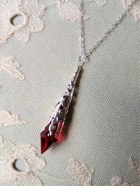 Image 1 of Gothic Vamp Pendant Necklace on 18" Chain, Red & Silver