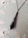 Gothic Vamp Pendant Necklace on 18" Chain, Black & Gunmetal