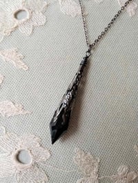 Image 1 of Gothic Vamp Pendant Necklace on 18" Chain, Black & Gunmetal