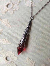 Image 1 of Gothic Vamp Pendant Necklace on 18" Chain, Red & Gunmetal