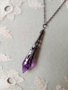 Gothic Vamp Pendant Necklace on 18" Chain, Purple & Gunmetal