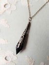 Gothic Vamp Pendant Necklace on 18" Chain, Black & Antique Bronze