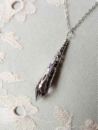 Image 1 of Roaring 20s Flapper Pendant Necklace on 18" Chain, Grey & Antique Silver