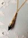 Roaring 20s Flapper Vamp Pendant Necklace on 18" Chain, Black & Antique Gold