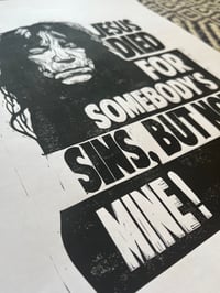 Image 4 of Patti Smith. Jesus Died For Somebody's Sins. Hand Made. Original A3 linocut print.