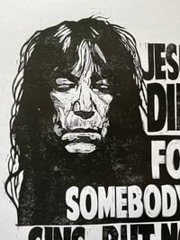 Image 5 of Patti Smith. Jesus Died For Somebody's Sins. Hand Made. Original A3 linocut print.