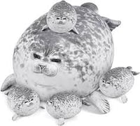1+4 Chubby Seal Pillow Plush with 4 Baby Seal Plushies in Her Tummy, Stuffed Cotton
