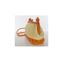 Image 3 of Sac Pochette MARQUISE en raphia & cuir Orange