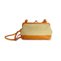 Image 1 of Sac Pochette MARQUISE en raphia & cuir Orange