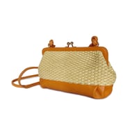 Image 2 of Sac Pochette MARQUISE en raphia & cuir Orange