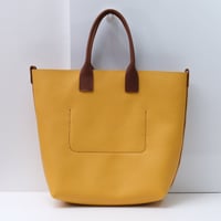 Image 4 of Slouchy Wide Tote in pebbled sunflower yellow