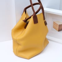 Image 3 of Slouchy Wide Tote in pebbled sunflower yellow