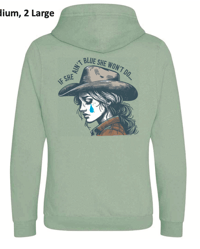 Image 2 of Abbie Mac / She Ain't Blue Hoodie (SAGE GREEN)