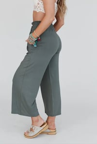 Image 2 of Forever Comfy Drawstring Wide Leg- Light Olive
