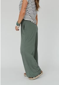 Image 3 of Forever Comfy Drawstring Wide Leg- Light Olive