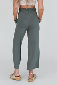 Image 4 of Forever Comfy Drawstring Wide Leg- Light Olive