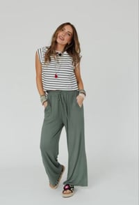 Image 1 of Forever Comfy Drawstring Wide Leg- Light Olive