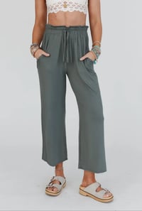 Image 5 of Forever Comfy Drawstring Wide Leg- Light Olive