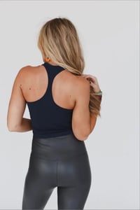 Image 3 of High Neck Racerback Brami- Grey Blue
