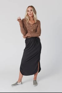Image 1 of So Comfy Drawstring Maxi Skirt- Charcoal