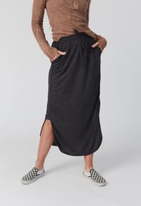 Image 2 of So Comfy Drawstring Maxi Skirt- Charcoal