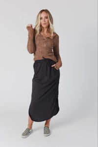 Image 3 of So Comfy Drawstring Maxi Skirt- Charcoal