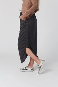 Image 6 of So Comfy Drawstring Maxi Skirt- Charcoal