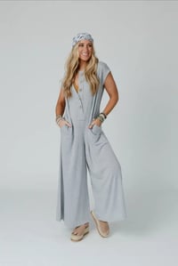 Image 2 of Davina Wide Leg Jumpsuit- Heather Grey