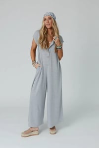 Image 4 of Davina Wide Leg Jumpsuit- Heather Grey