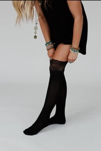 Image 4 of Becca Knee High Socks- Black