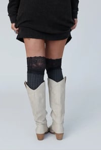 Image 2 of Becca Knee High Socks- Charcoal