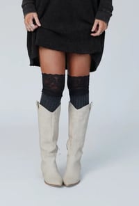 Image 4 of Becca Knee High Socks- Charcoal