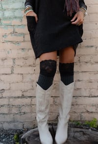 Image 5 of Becca Knee High Socks- Charcoal