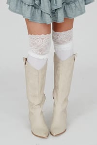 Image 6 of Becca Knee High Socks- White