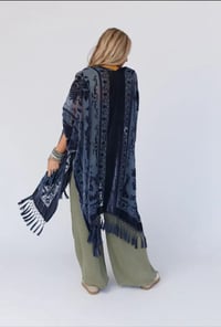 Image 2 of Crushin On You Velvet Kimono- Navy