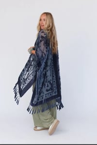 Image 4 of Crushin On You Velvet Kimono- Navy