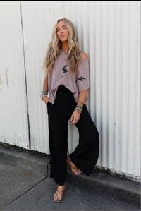 Image 1 of Dani Slit Wide Leg Pant- Black
