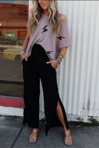 Image 3 of Dani Slit Wide Leg Pant- Black