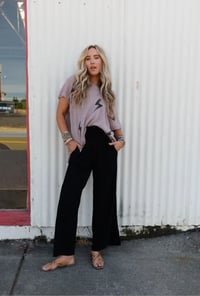 Image 4 of Dani Slit Wide Leg Pant- Black