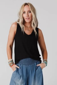 Image 2 of Shelli Scoop Neck Tank - Black