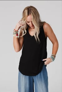 Image 3 of Shelli Scoop Neck Tank - Black