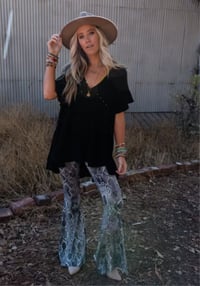 Image 1 of Cher Snake Raw Edge Flares