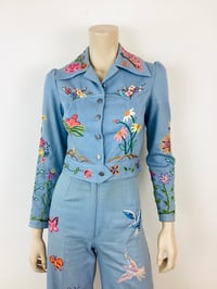 Image 2 of Vintage 1970s Heavily Embroidered Denim Jacket & Bell Bottoms Set