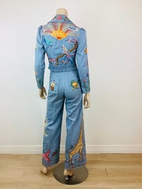 Image 4 of Vintage 1970s Heavily Embroidered Denim Jacket & Bell Bottoms Set