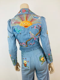 Image 5 of Vintage 1970s Heavily Embroidered Denim Jacket & Bell Bottoms Set