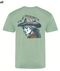 Image 2 of Abbie Mac / She Ain't Blue T-Shirt (SAGE GREEN)