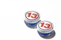 Image 1 of 30MM (1.18") Plugs - Stretched Ears - Epoxy Resin Plugs - PAIR - Unlucky 13 Bottle Cap
